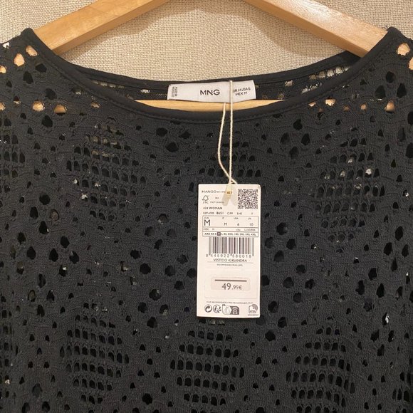 MANGO Geometric-pattern Openwork Dress Black - Picture 3 of 3